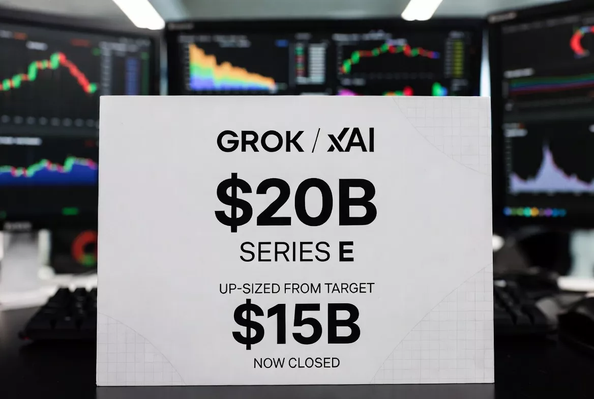 Grok / xAI: Massive $20B Series E funding (upsized from $15B target) closed
