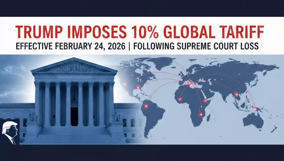 Trump Imposes New 10% Global Tariff Effective February 24, 2026, Following Supreme Court Loss