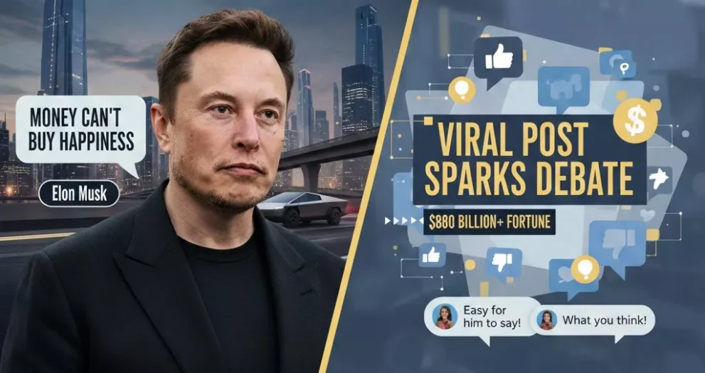 Elon Musk Says "Money Can't Buy Happiness" – Viral Post Sparks Debate Amid $800 Billion+ Fortune