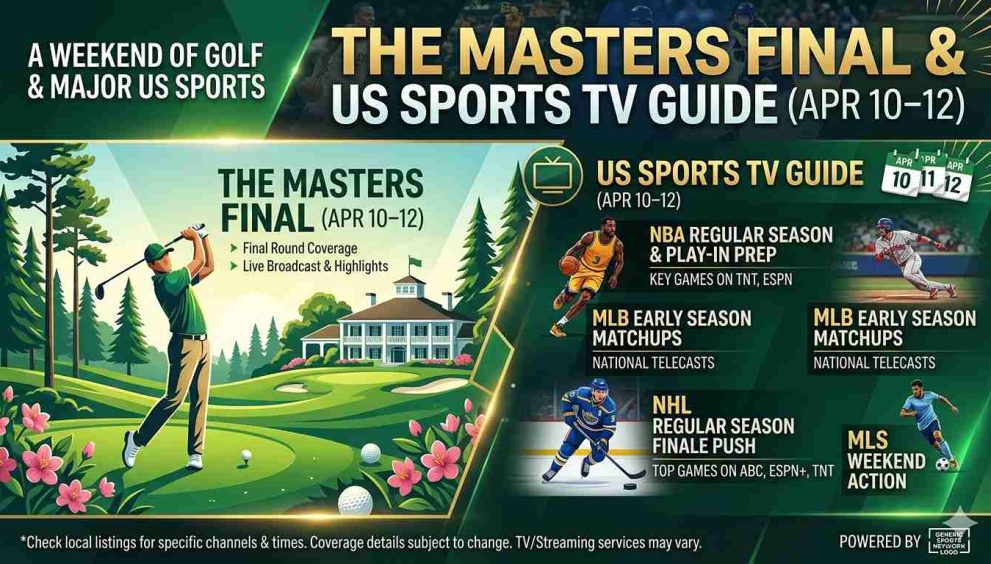 The Masters Final & US Sports TV Guide (Apr 10–12)