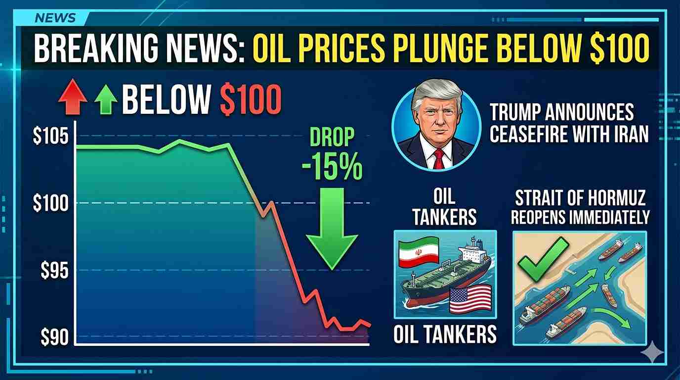 Oil Prices Crash on US-Iran Ceasefire News